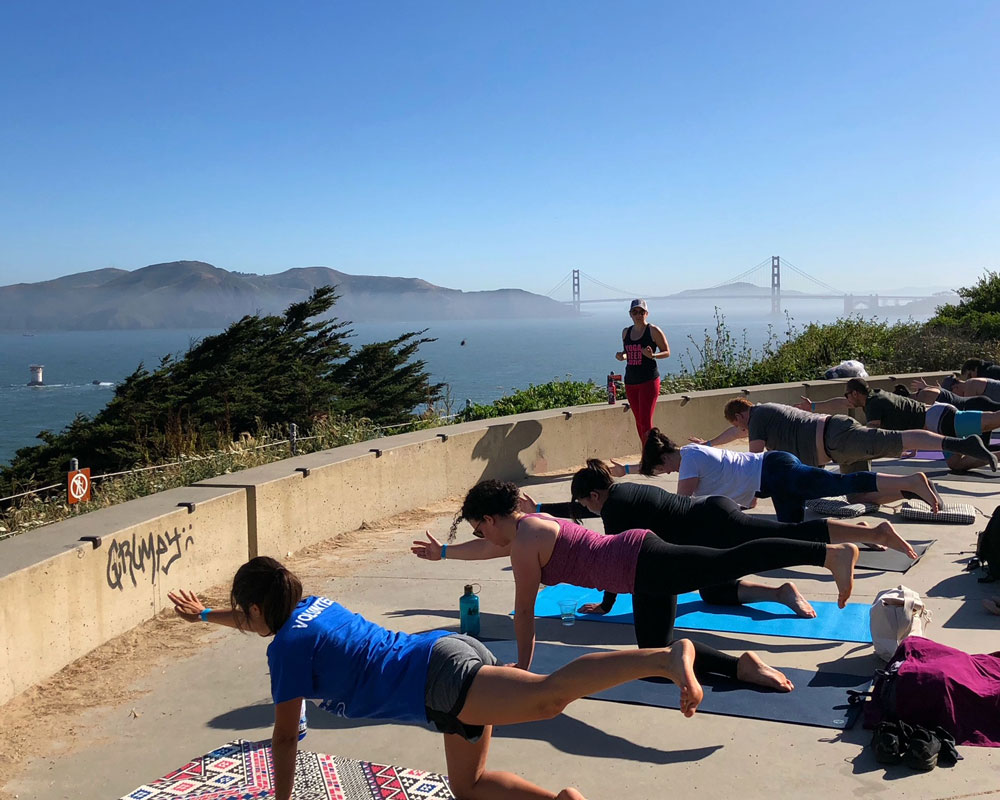 Cindy Raspiller teaching yoga in San Francisco